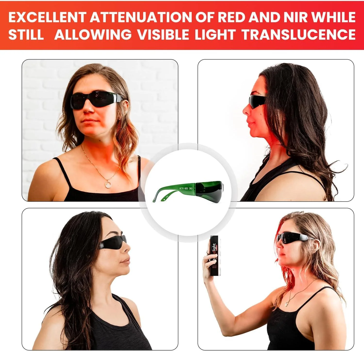 Mito Red Light | Red Light Therapy Glasses IR3 (Dark) - Image 3